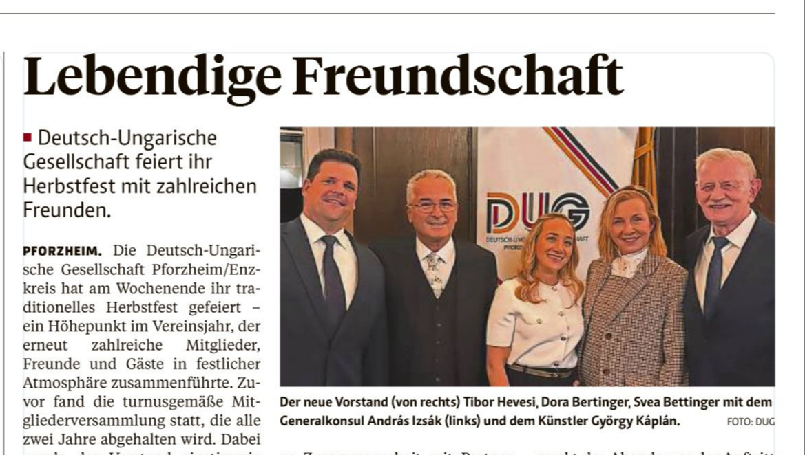 A Pforzheim/Enzkreis Német–Magyar Társaság őszi ünnepsége 